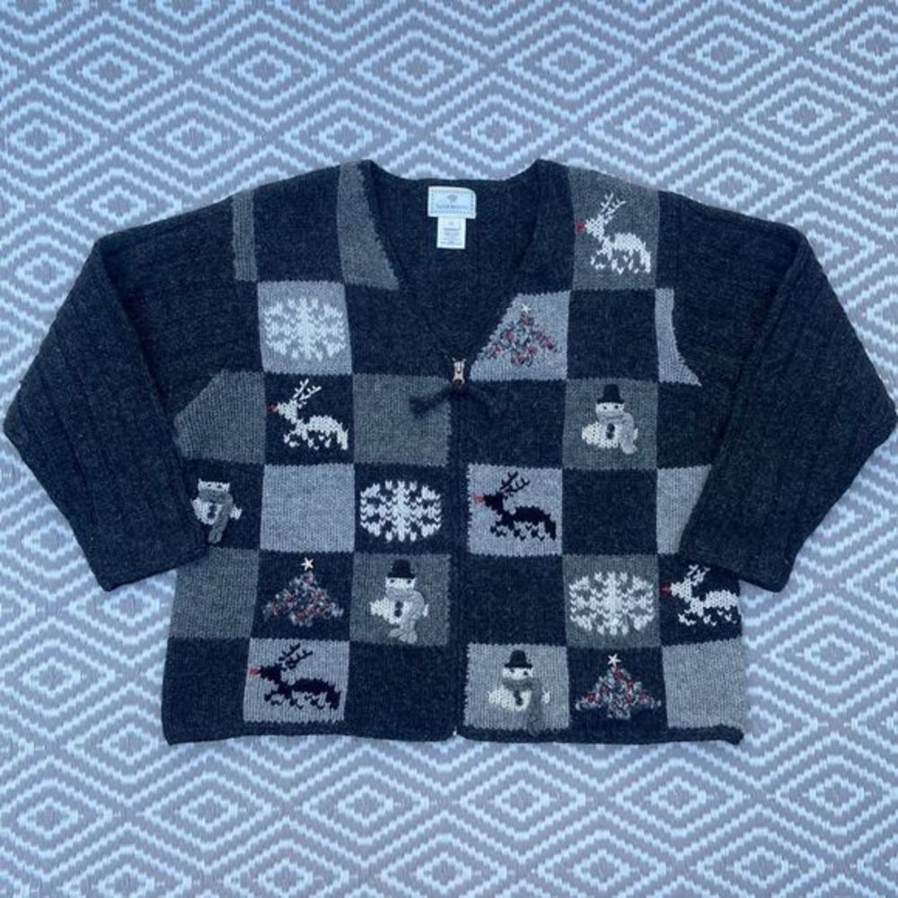 Vtg‎ Susan Bristol Womens Winter Cardigan Full Zip Size Large 90s